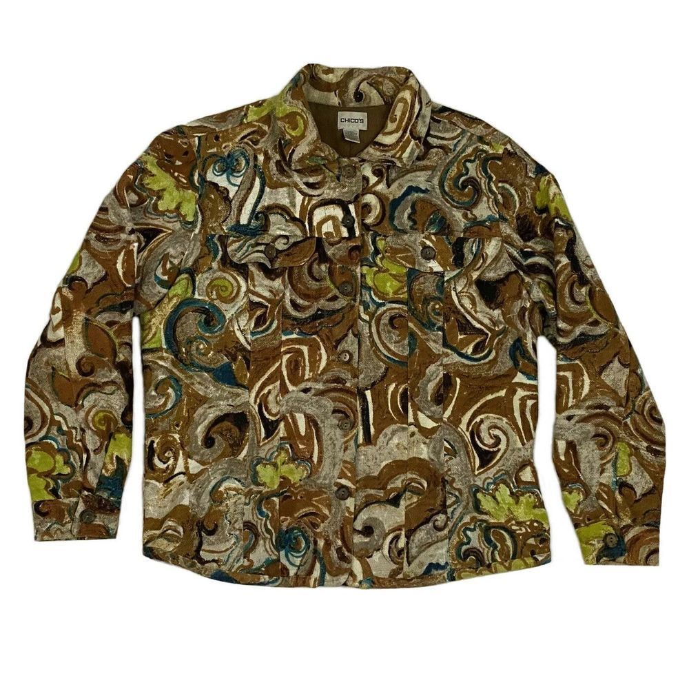 Chicos Long Sleeve Pockets Jacket Boho‎ Size 2